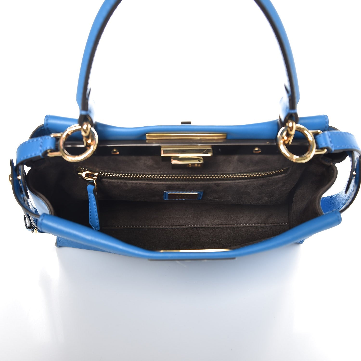 Fendi Vitello Seta Medium Peekaboo Iconic Satchel Blue Royal 6 of 8