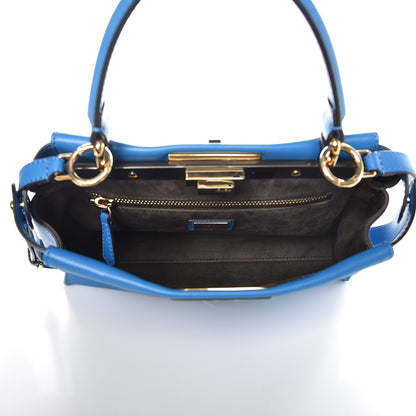 Fendi Vitello Seta Medium Peekaboo Iconic Satchel Blue Royal 6 of 8