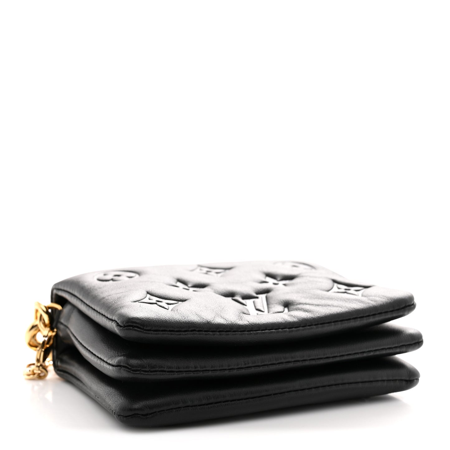 Lambskin Embossed Monogram Coussin Belt Bag Black