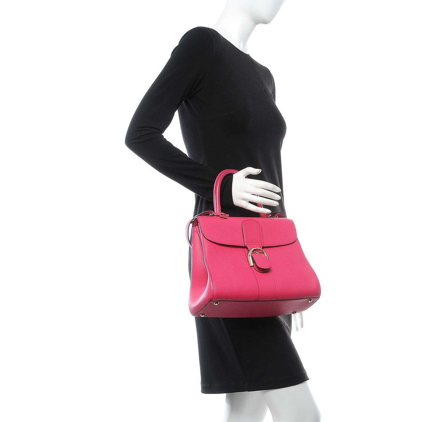 Grained Calfskin MM Brillant Satchel Pink