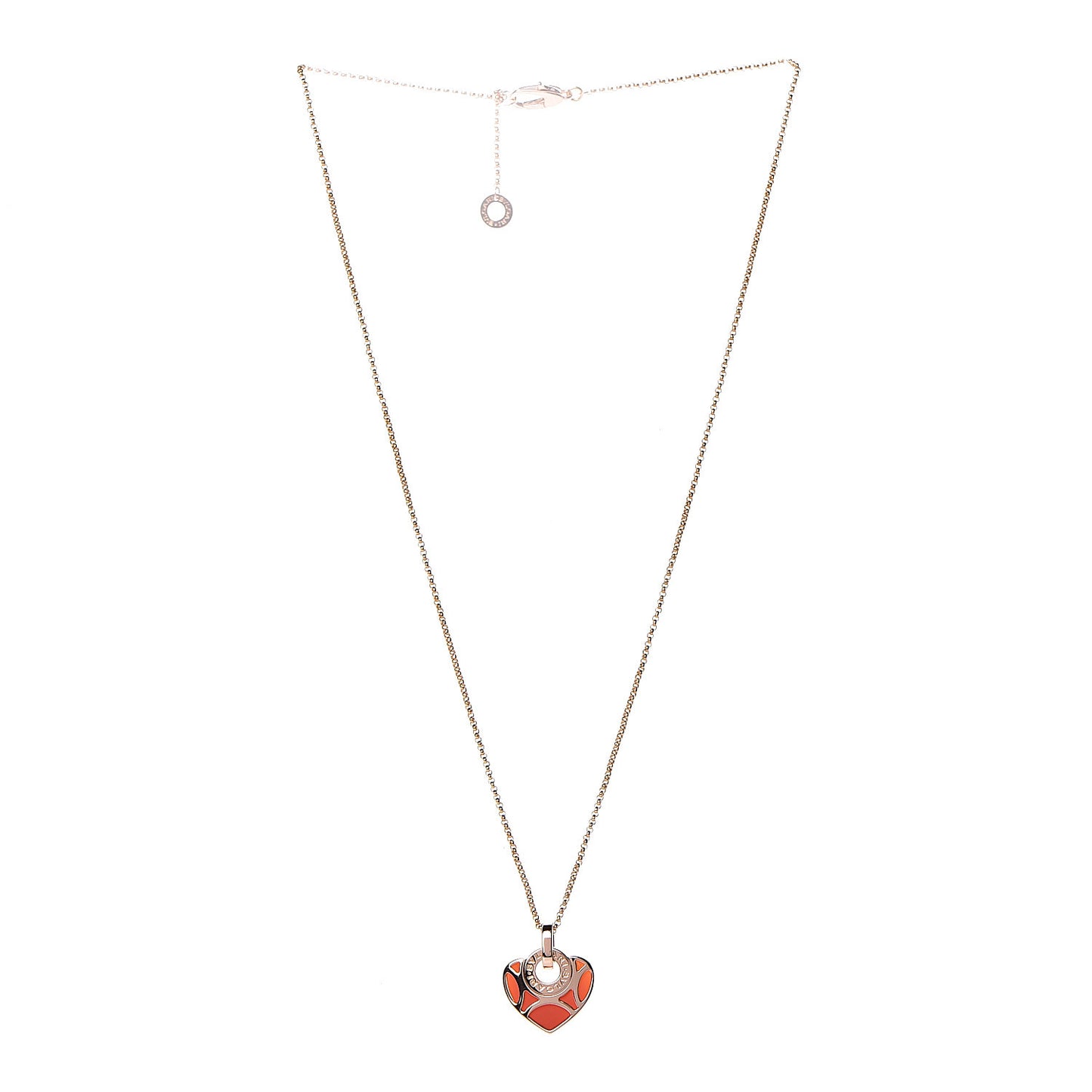 18K Rose Gold Carnelian Cuore Heart Pendant Necklace
