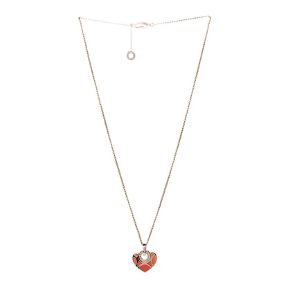 Bulgari 18K Rose Gold Carnelian Cuore Heart Pendant Necklace 3 of 8