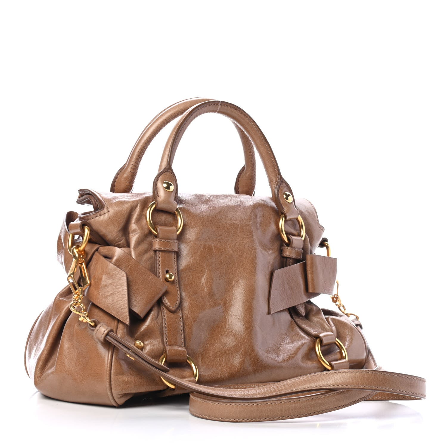 Miu Miu Vitello Lux Mini Bow Bag Cannella 2 of 4