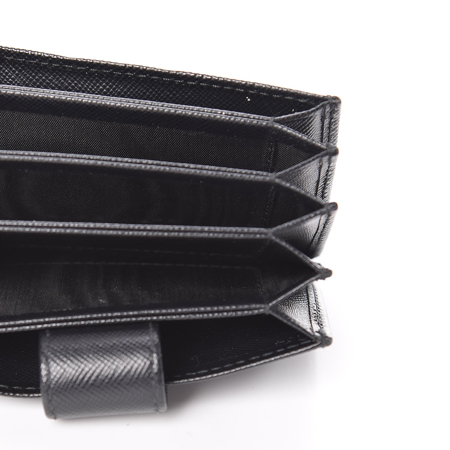 Prada Saffiano Metal Gusseted Card Holder Black 5 of 7