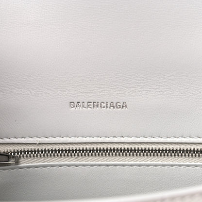 Balenciaga Calfskin Crocodile Embossed Small Hourglass Top Handle Bag White 6 of 9