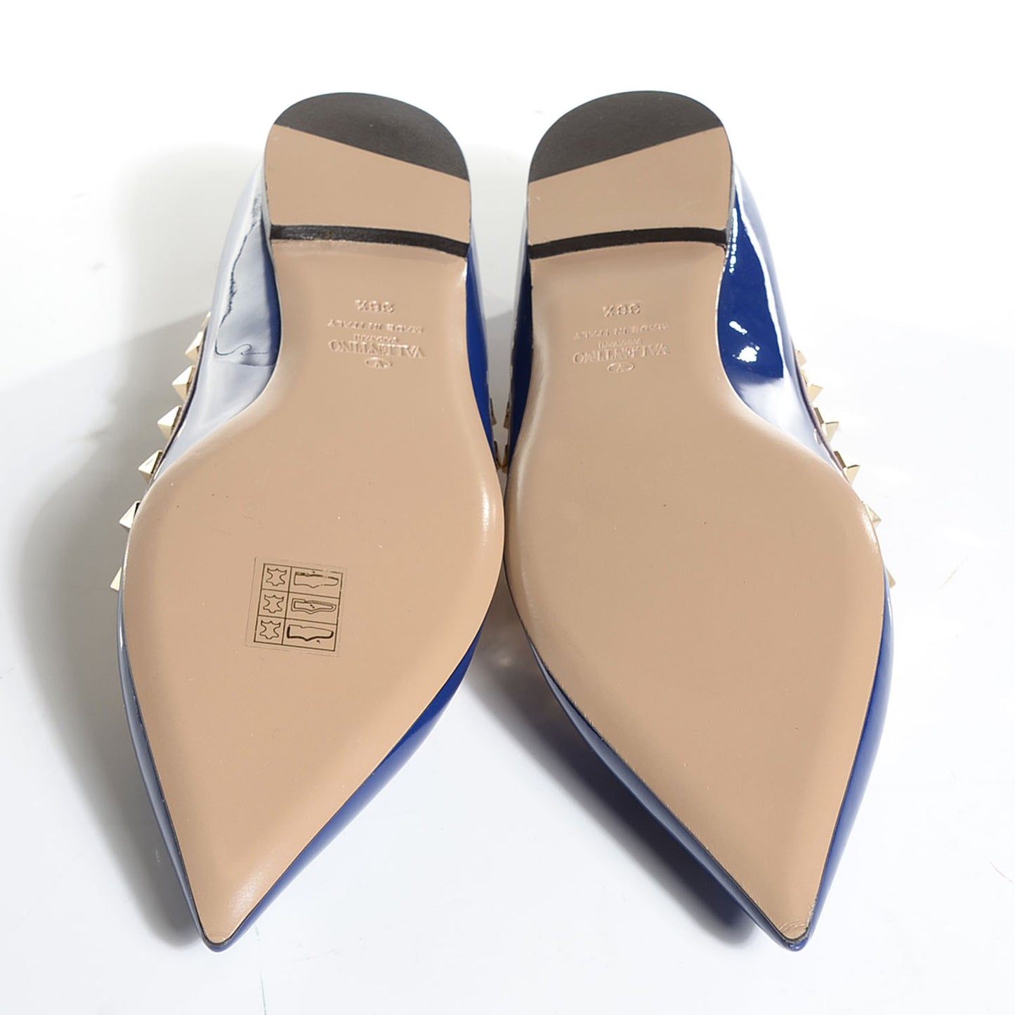 Patent Nappa Rockstud Ballerina Flats 38.5 Blue China Poudre