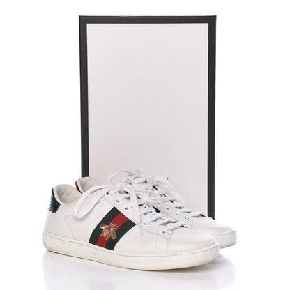 Gucci Calfskin Ayers Bee Embroidered Womens Ace Sneakers 37 White Green 23 of 23
