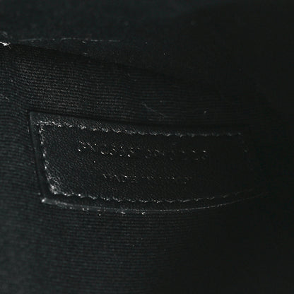 Saint Laurent Calfskin Crocodile Embossed Uptown Monogram Pouch Black 7 of 8