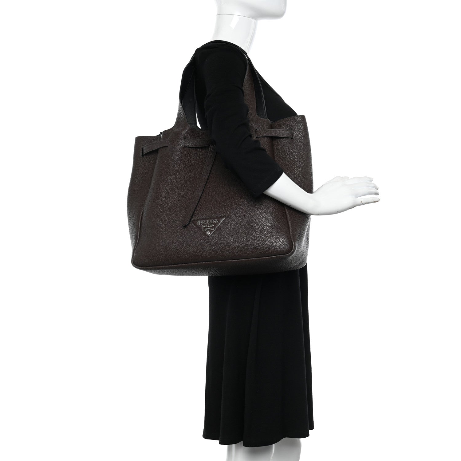 Prada Vitello Daino Soft Dynamique Tote Caffe Black 2 of 12