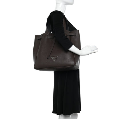 Prada Vitello Daino Soft Dynamique Tote Caffe Black 2 of 12