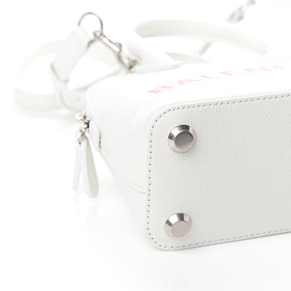 Balenciaga Grained Calfskin Logo XXS Ville Top Handle Bag White Fluo Pink 7 of 8