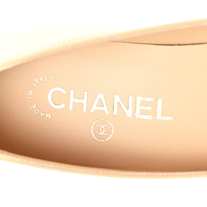 Chanel Lambskin Grosgrain Pointed Toe CC Ballet Flats 39 Beige Black 7 of 9