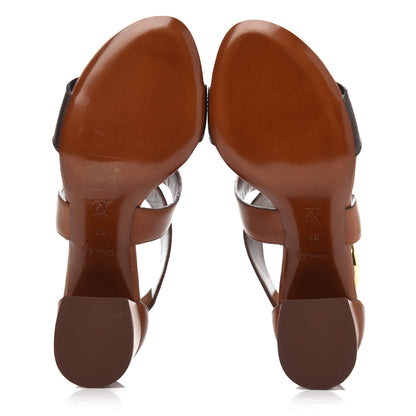 Louis Vuitton Calfskin Monogram Horizon Sandals 37 Cognac Brown 9 of 38