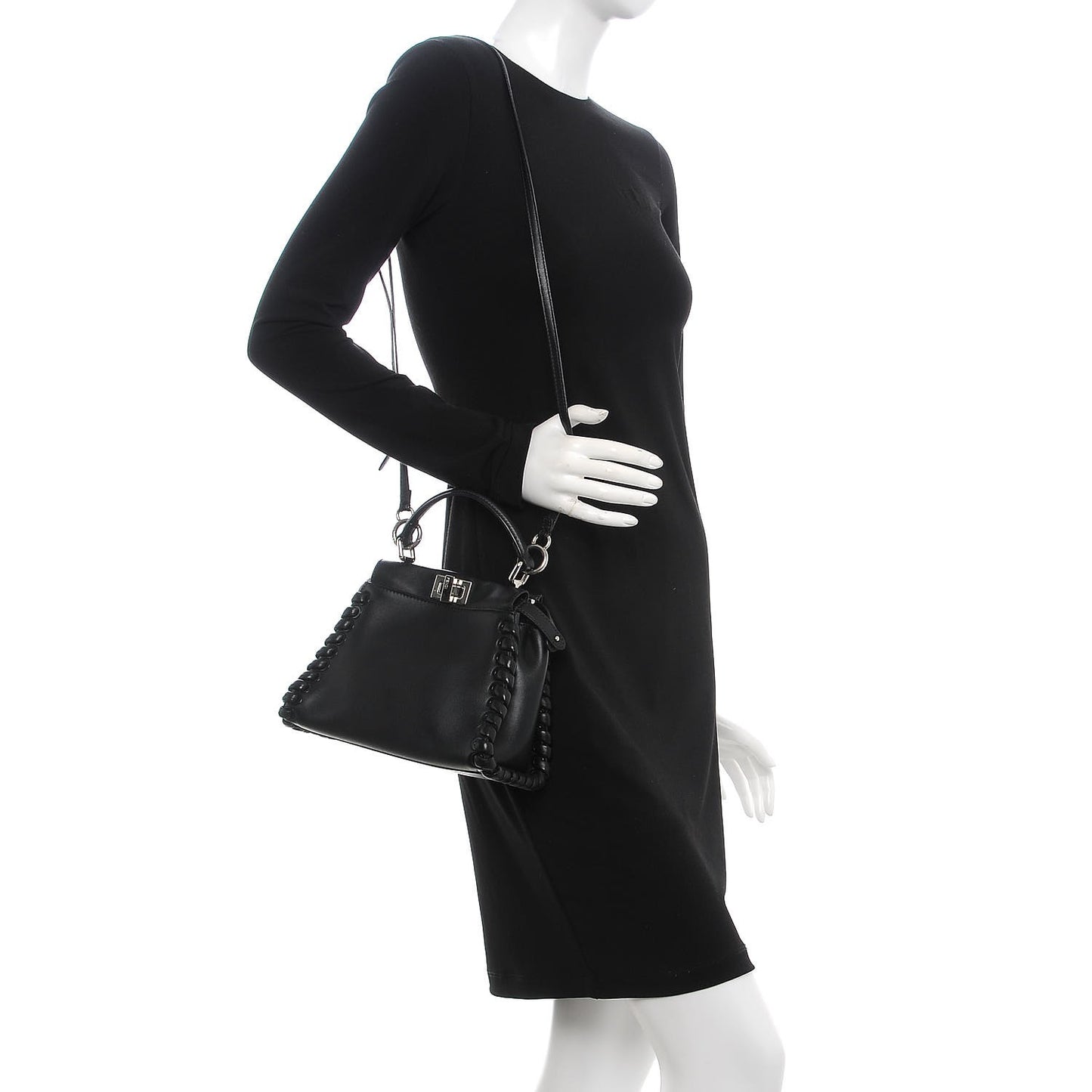 Nappa Lace Up Mini Peekaboo Iconic Satchel Black