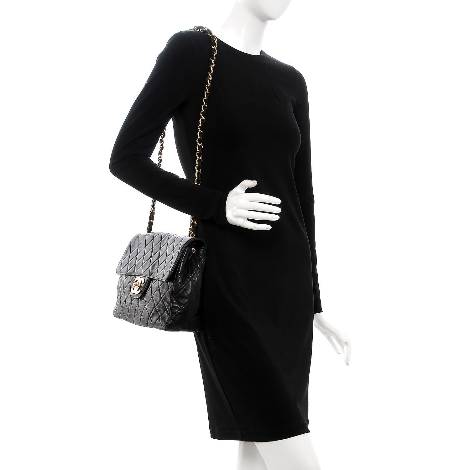 Chanel Lambskin Quilted Jumbo Single Flap Black 2 of 9