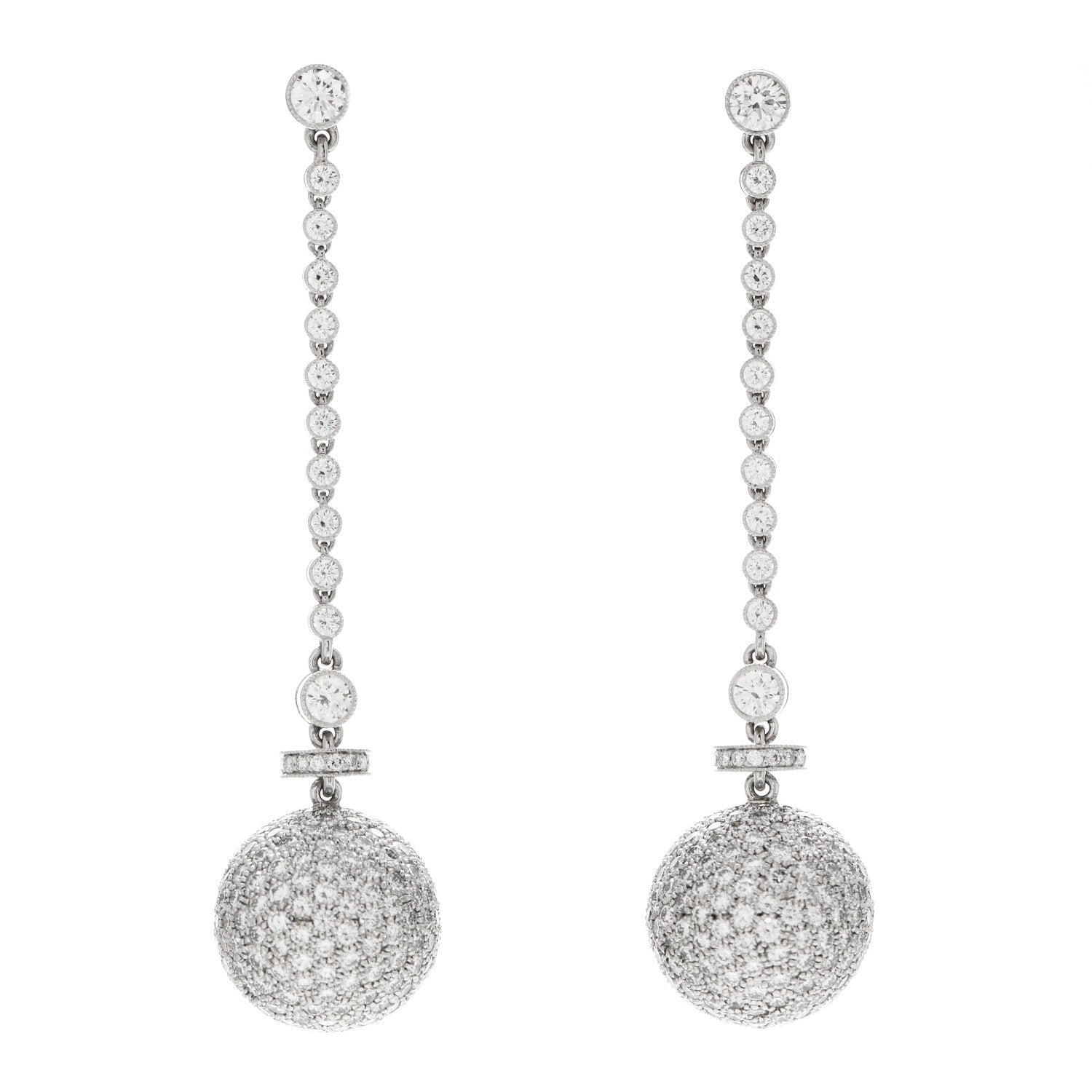 Tiffany Platinum Diamond Ball Drop Earrings 1 of 5
