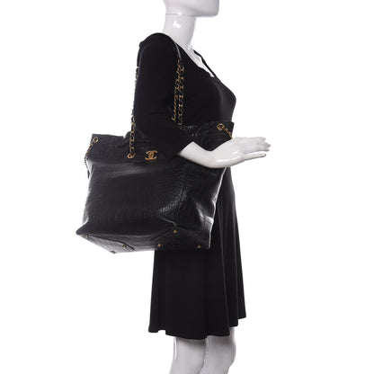 Chanel Calfskin Crocodile Embossed Large Cocodile Shopping Tote Black 2 of 10