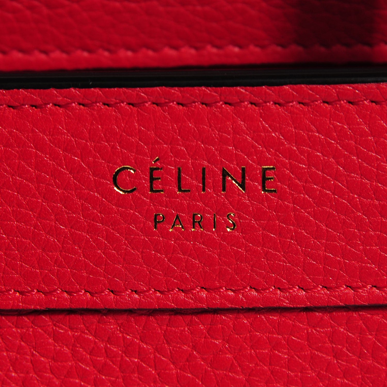 Celine Drummed Calfskin Nano Luggage Coquelicot 6 of 8