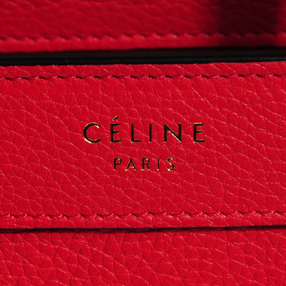 Celine Drummed Calfskin Nano Luggage Coquelicot 6 of 8