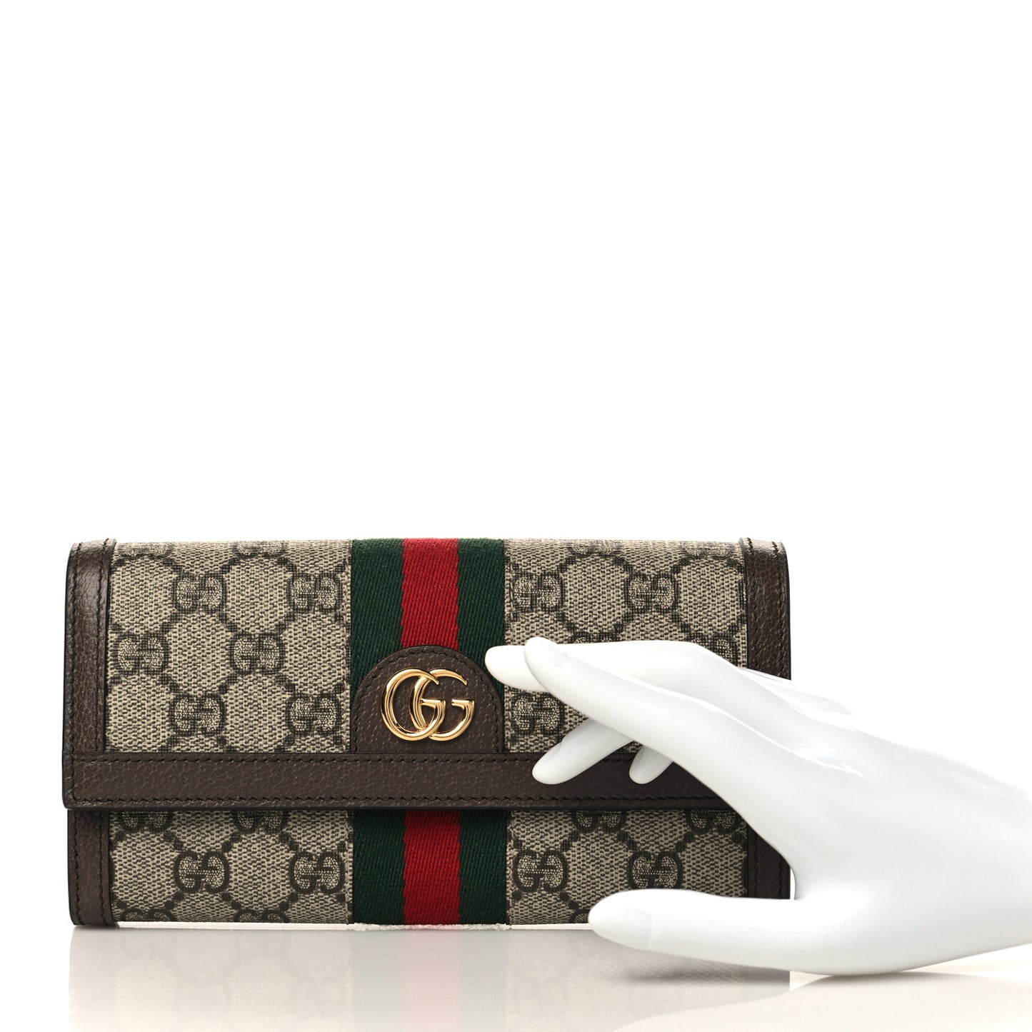GG Supreme Monogram Web Ophidia Continental Wallet Brown