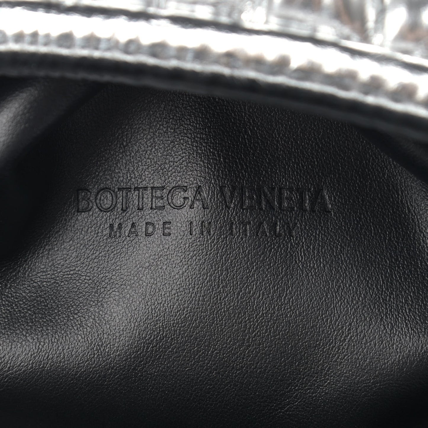 Metallic Bark Calfskin Embossed The Pouch Oversized Clutch Silver