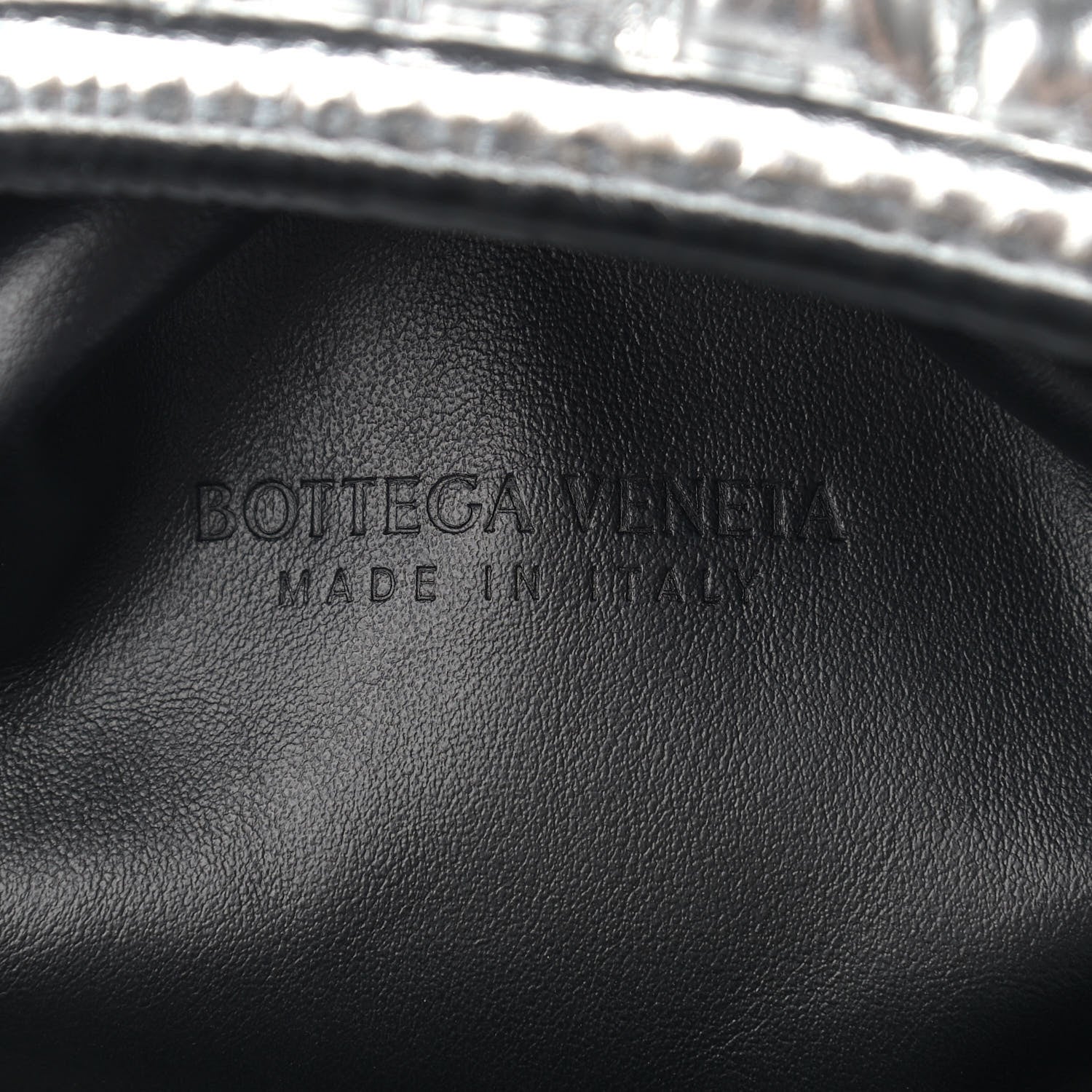 Bottega Veneta Metallic Bark Calfskin Embossed The Pouch Oversized Clutch Silver 6 of 9
