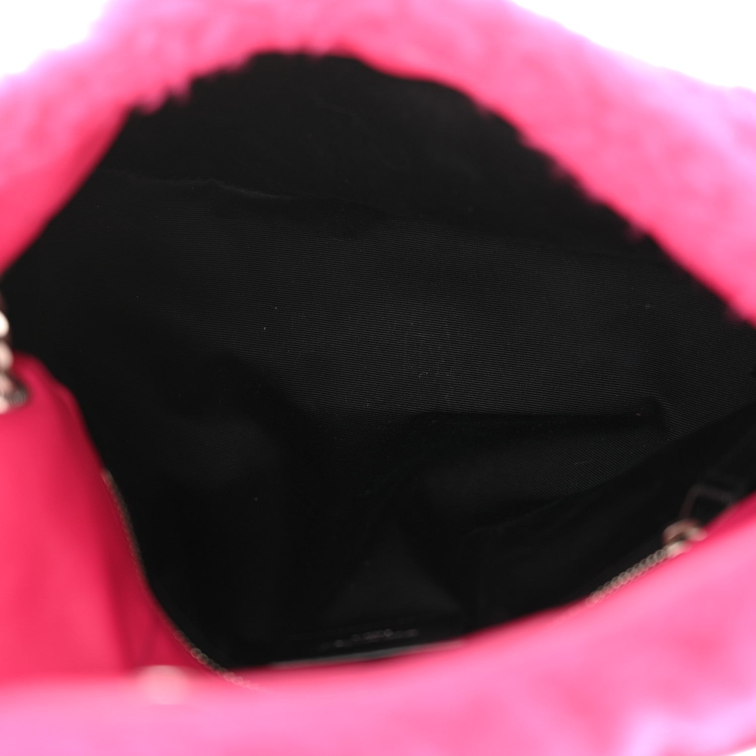 Saint Laurent Merino Shearling Lambskin Quilted Small Loulou Puffer Monogram Chain Satchel Fuchsia 5 of 11