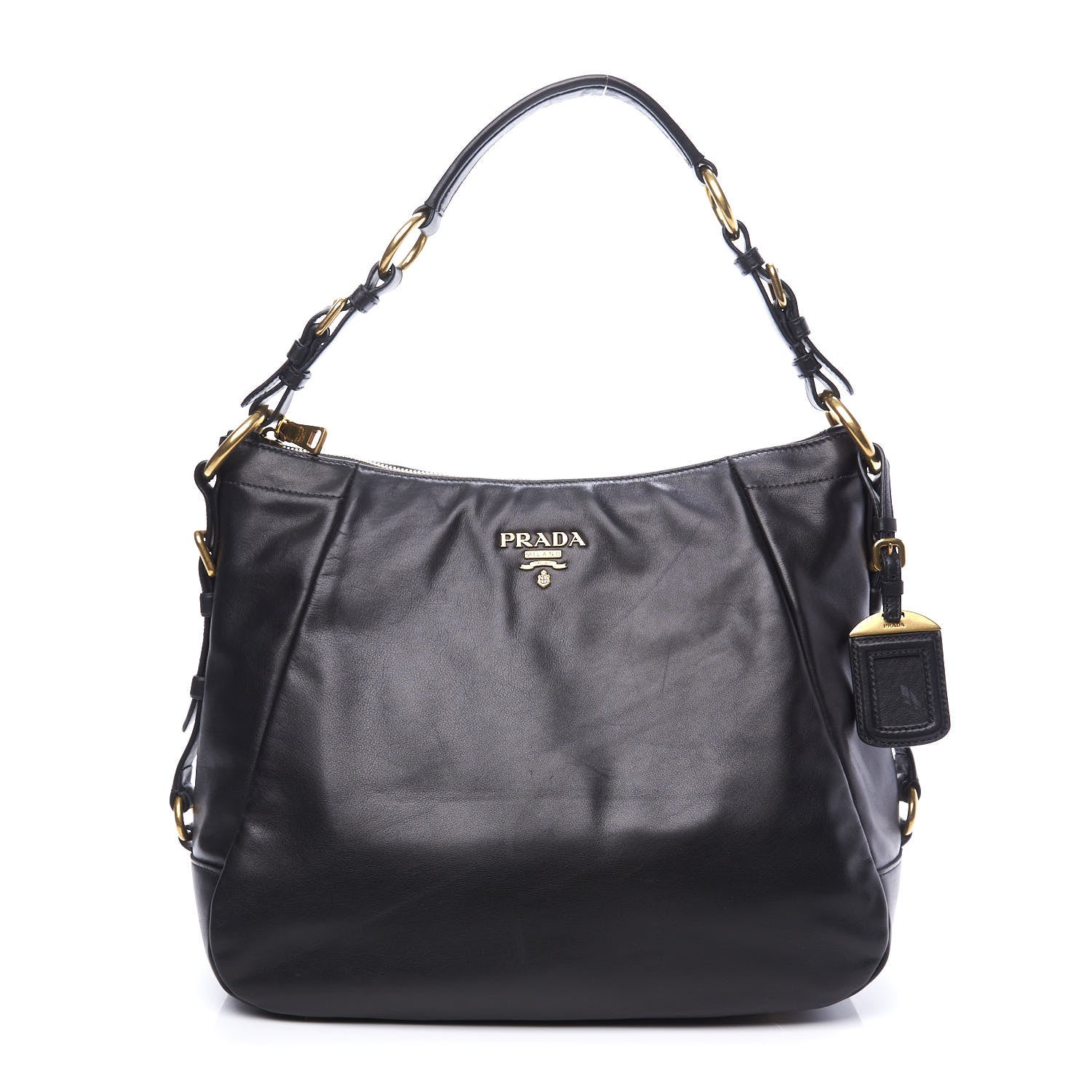 Prada Soft Calfskin Hobo Black 1 of 10
