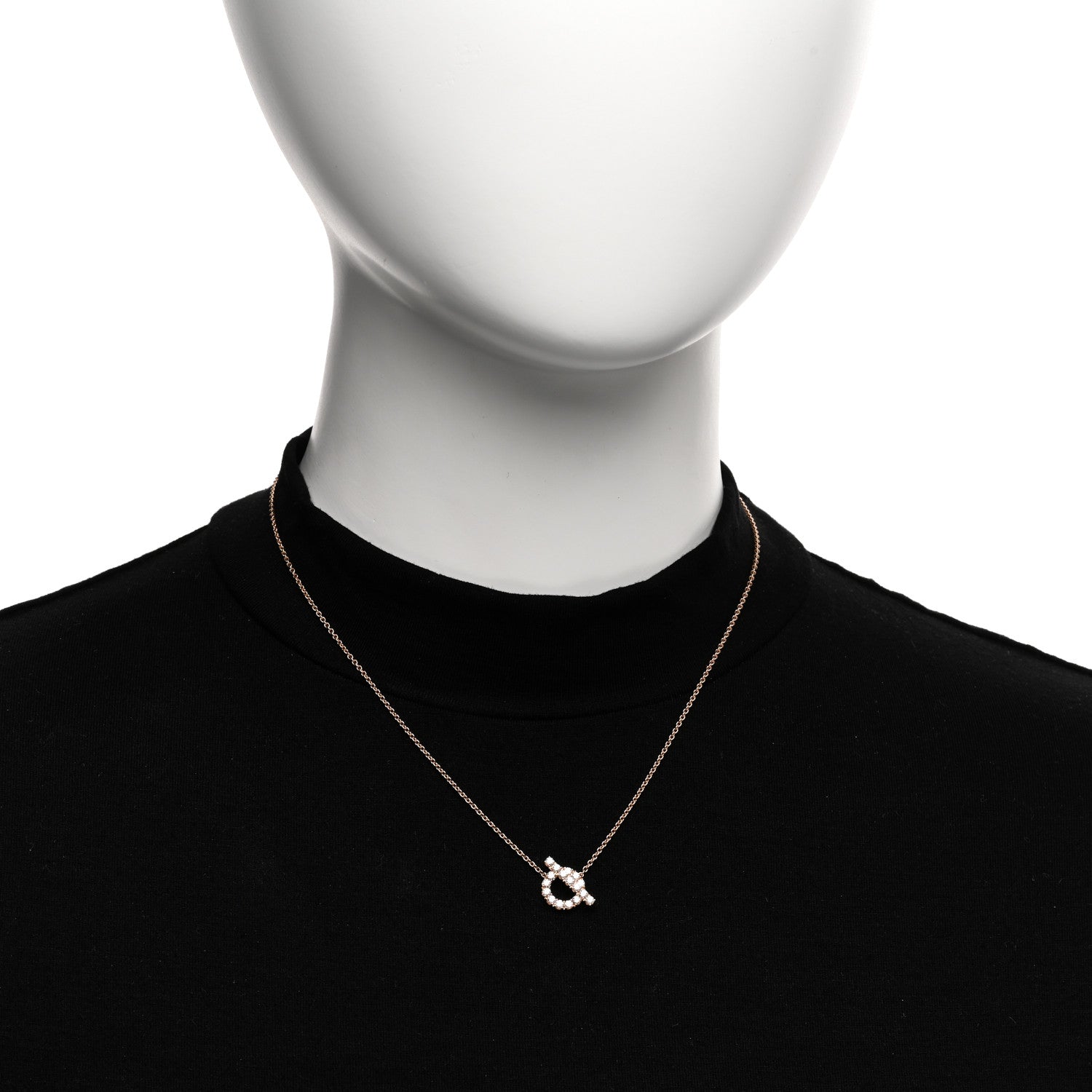 Hermes 18K Rose Gold Diamond Finesse Pendant Necklace 2 of 5