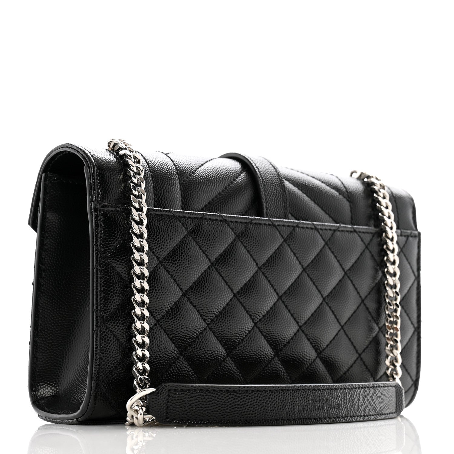 Saint Laurent Grain De Poudre Textured Mixed Matelasse Triquilt Small Monogram Satchel Black 3 of 12