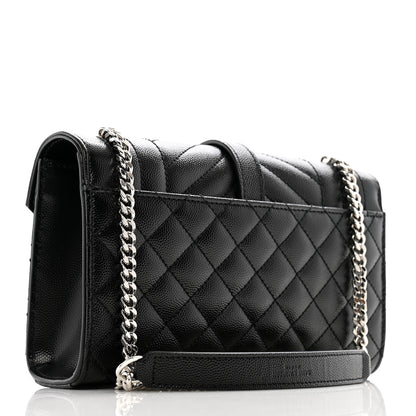 Saint Laurent Grain De Poudre Textured Mixed Matelasse Triquilt Small Monogram Satchel Black 3 of 12