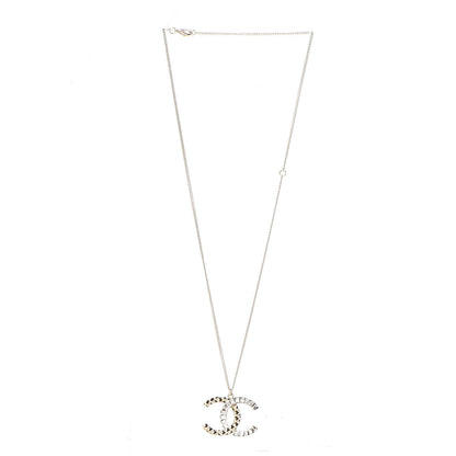 Chanel Baguette Crystal Quilted CC Pendant Necklace Gold 3 of 6