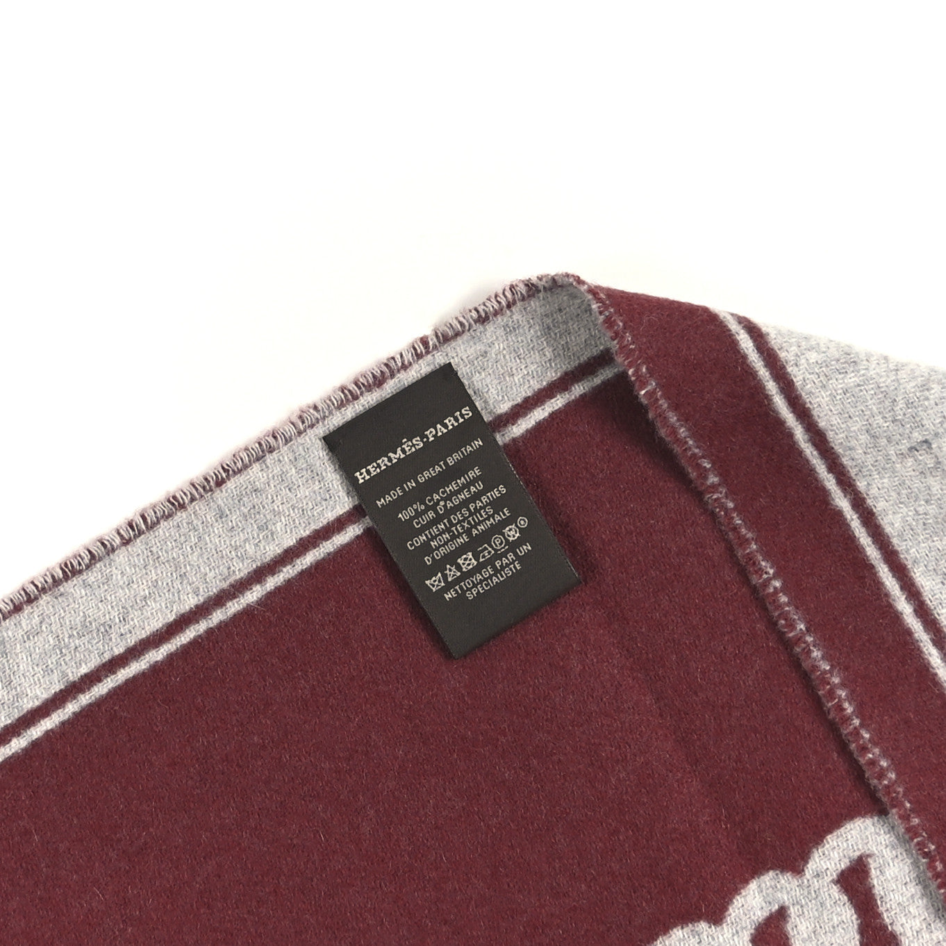 HERMES エルメス マフラー #ユニセックスHロゴ#ワインレッド　美品 HERMES - 美品 エルメス マフラー カシミヤ100% カザック メンズ
