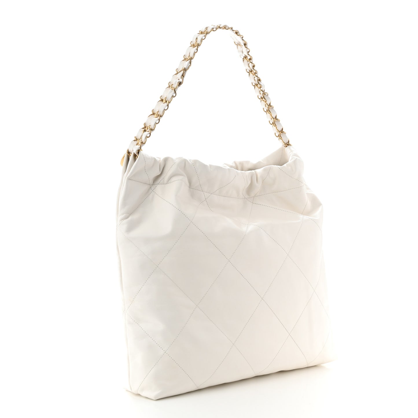 Shiny Calfskin Quilted Chanel 22 White