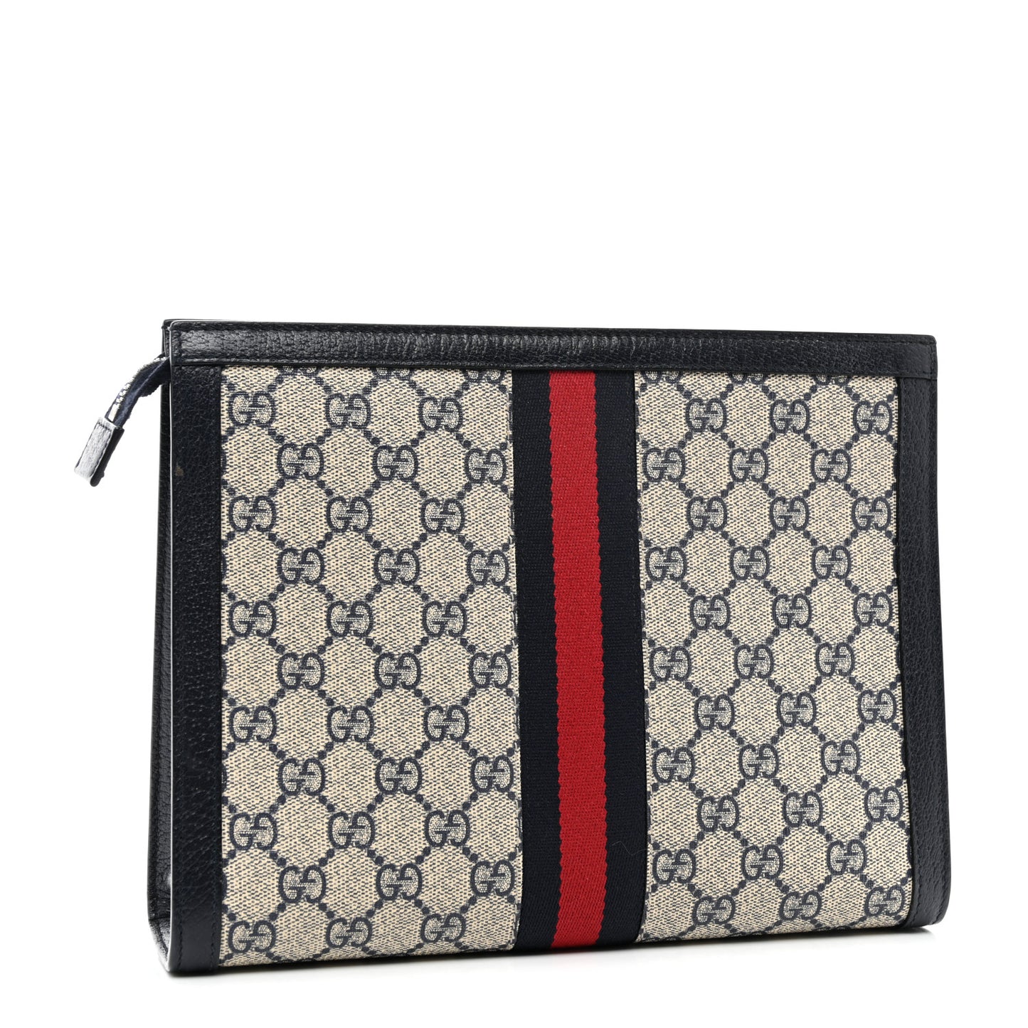 GG Supreme Monogram Web Ophidia Pouch Beige Blue
