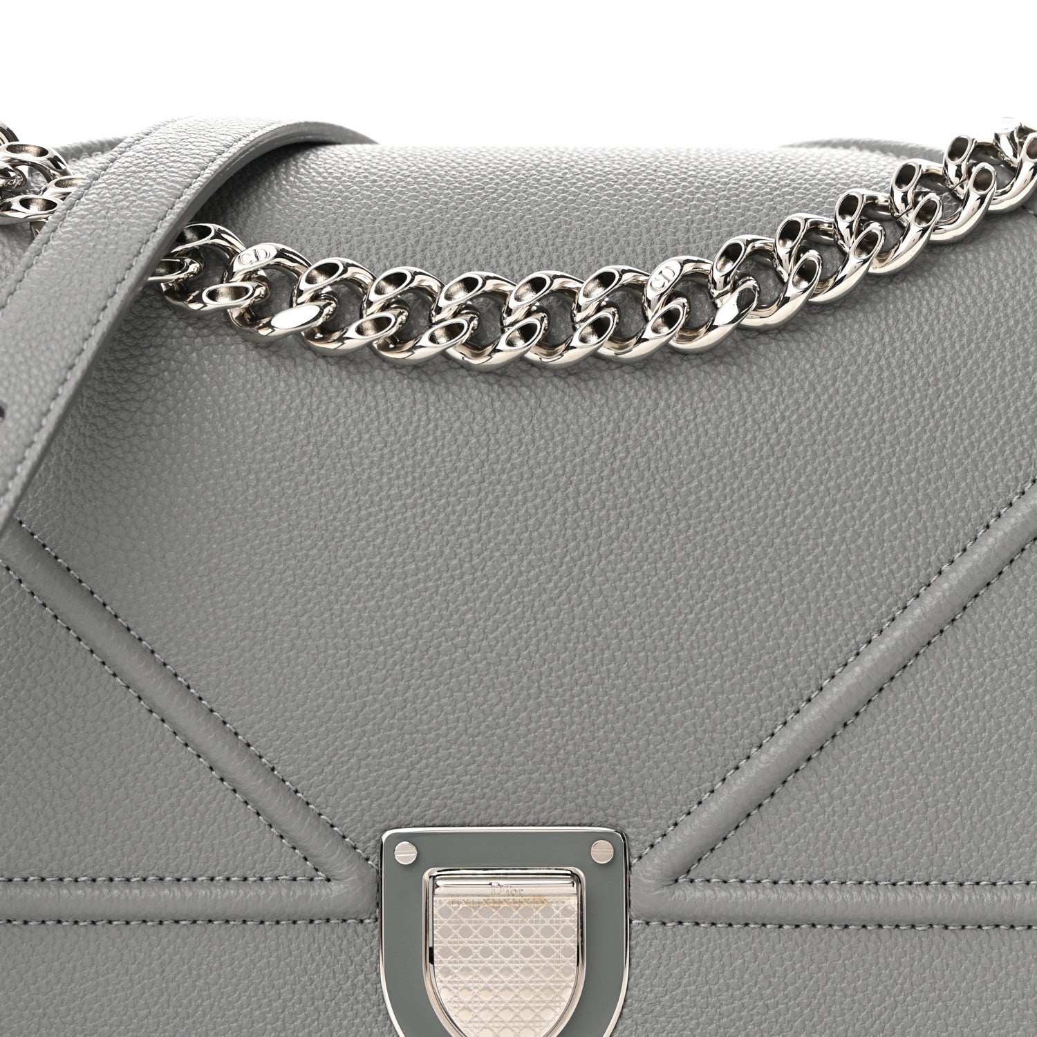 Christian Dior Grained Calfskin Medium Diorama Flap Bag Gris 8 of 11