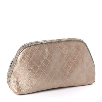 Chanel Iridescent Calfskin Embossed Cosmetic Pouch Light Gold 3 of 11
