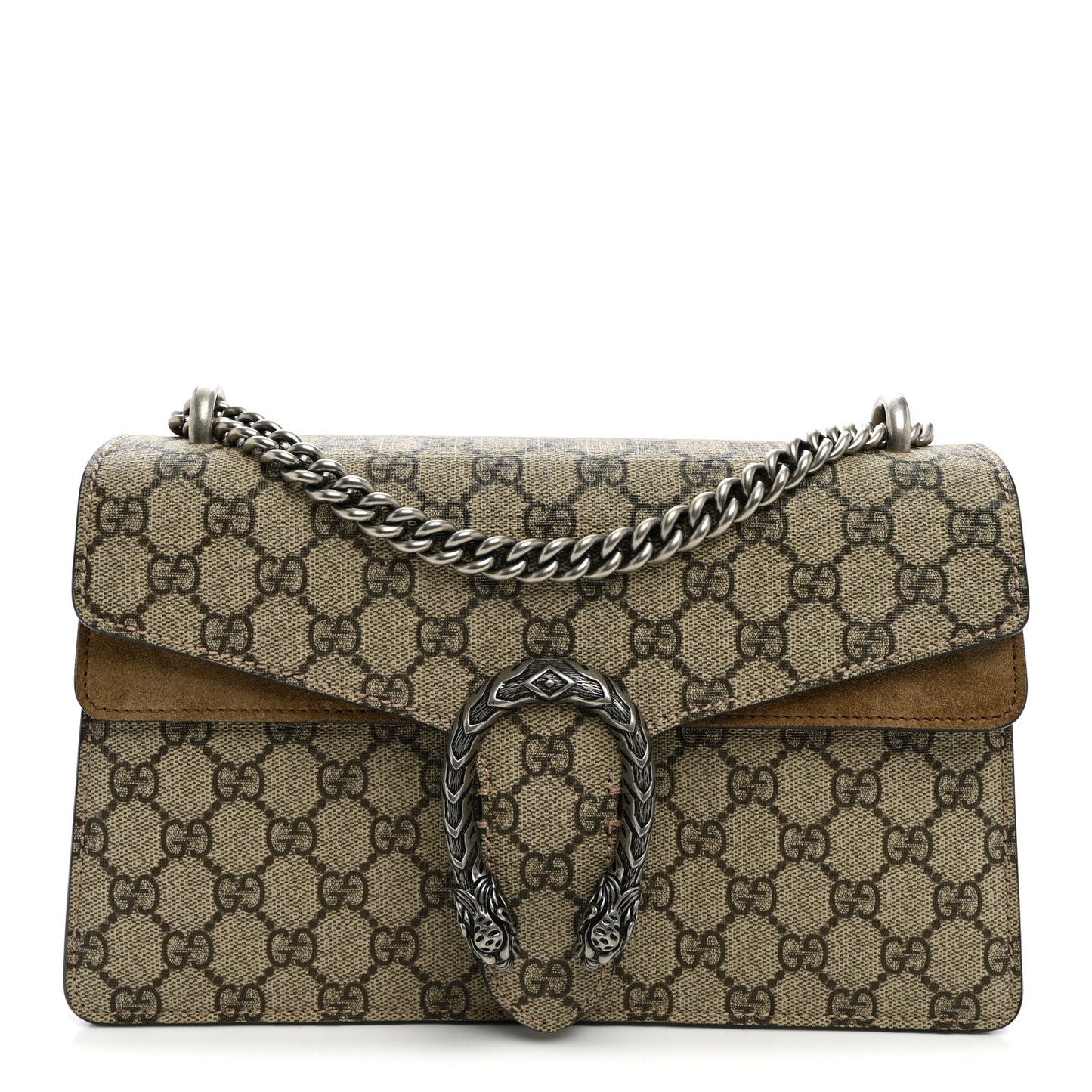GG Supreme Monogram Suede Small Dionysus Shoulder Bag Beige Ebony Taupe