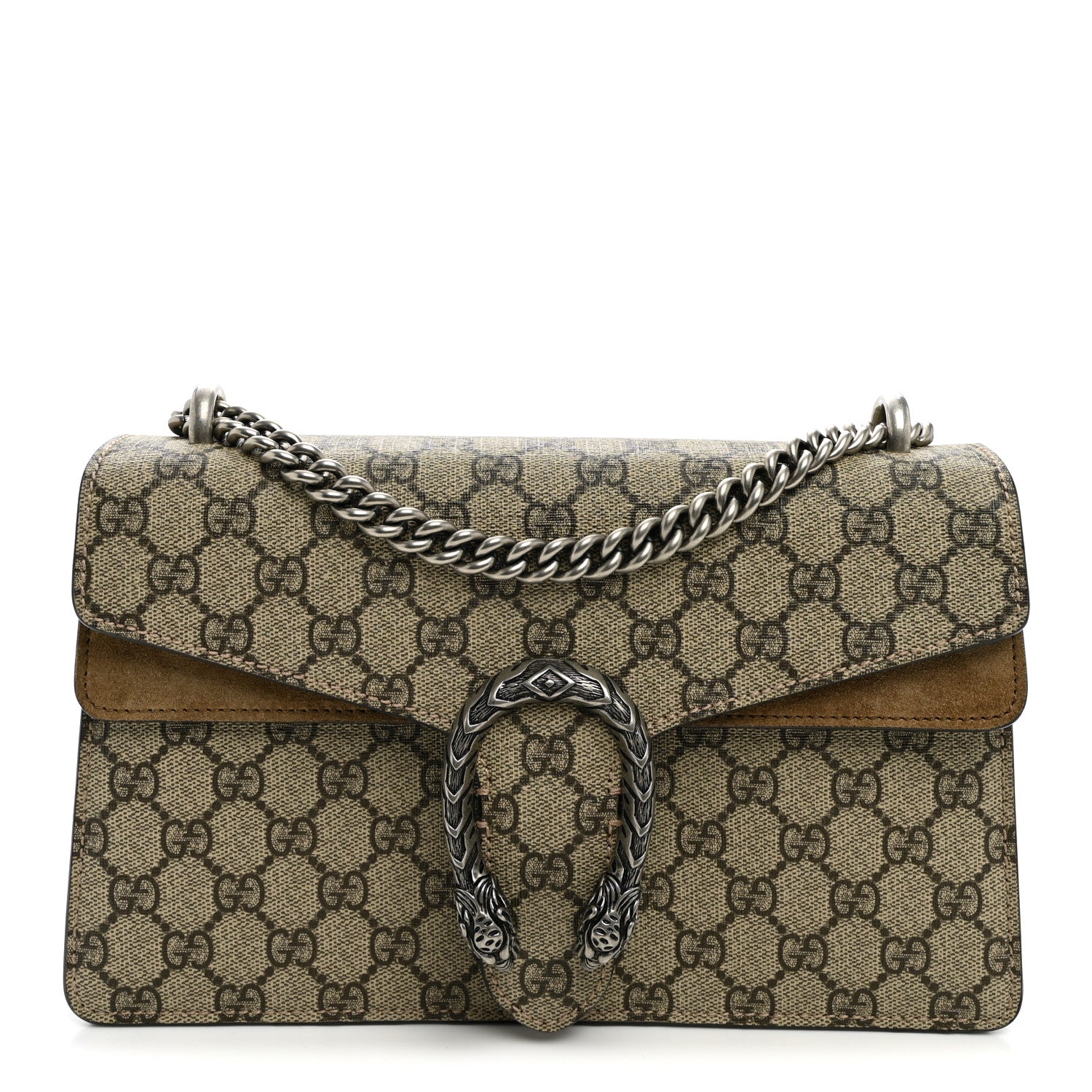 Gucci GG Supreme Monogram Suede Small Dionysus Shoulder Bag Beige Ebony Taupe 1 of 10