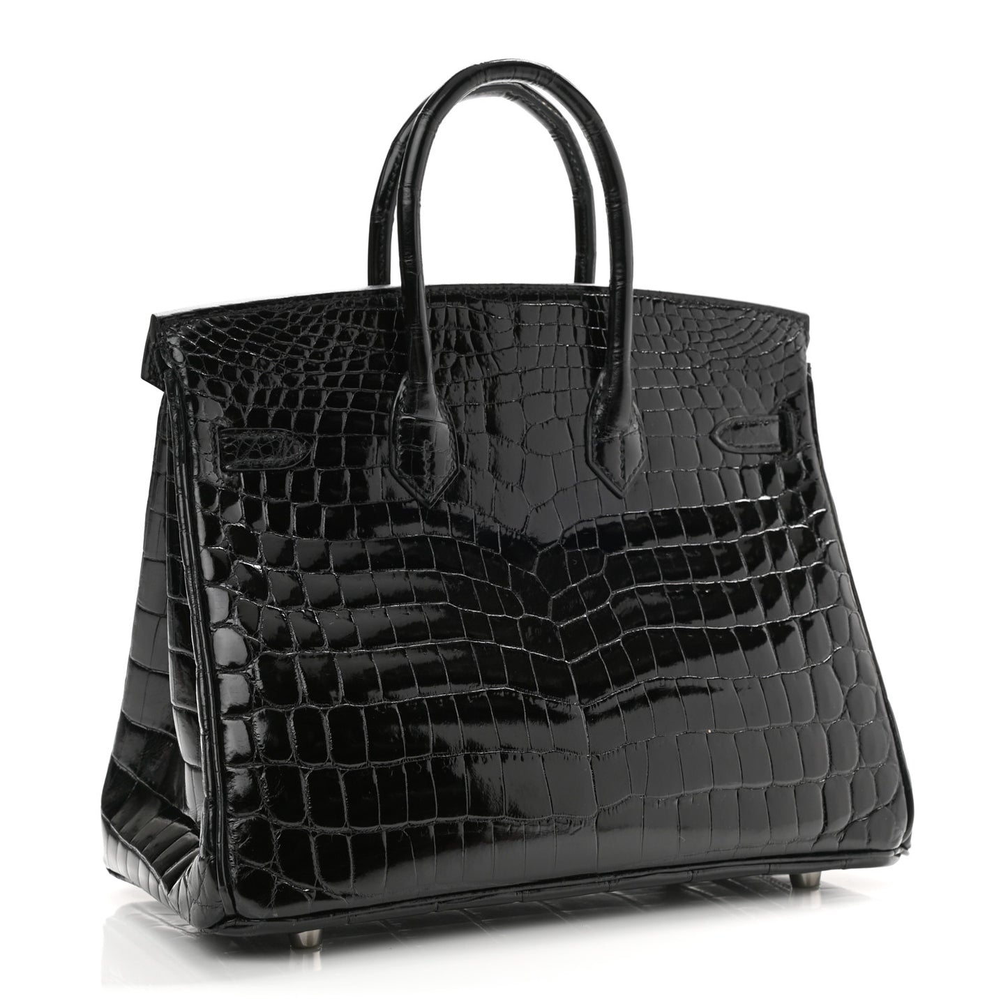 Shiny Niloticus Crocodile Birkin 25 Black
