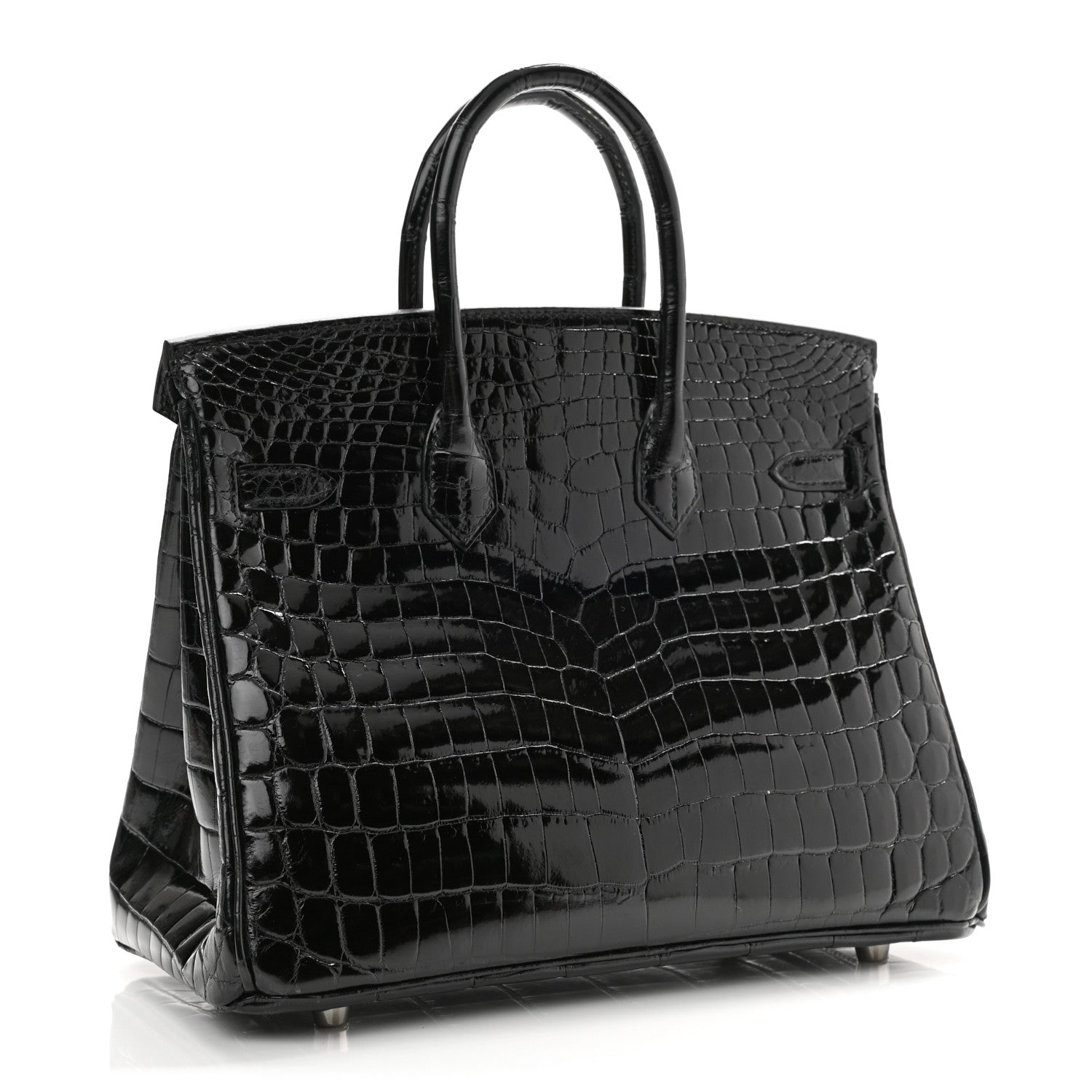Hermes Shiny Niloticus Crocodile Birkin 25 Black 3 of 14