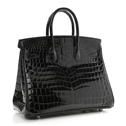Hermes Shiny Niloticus Crocodile Birkin 25 Black 3 of 14
