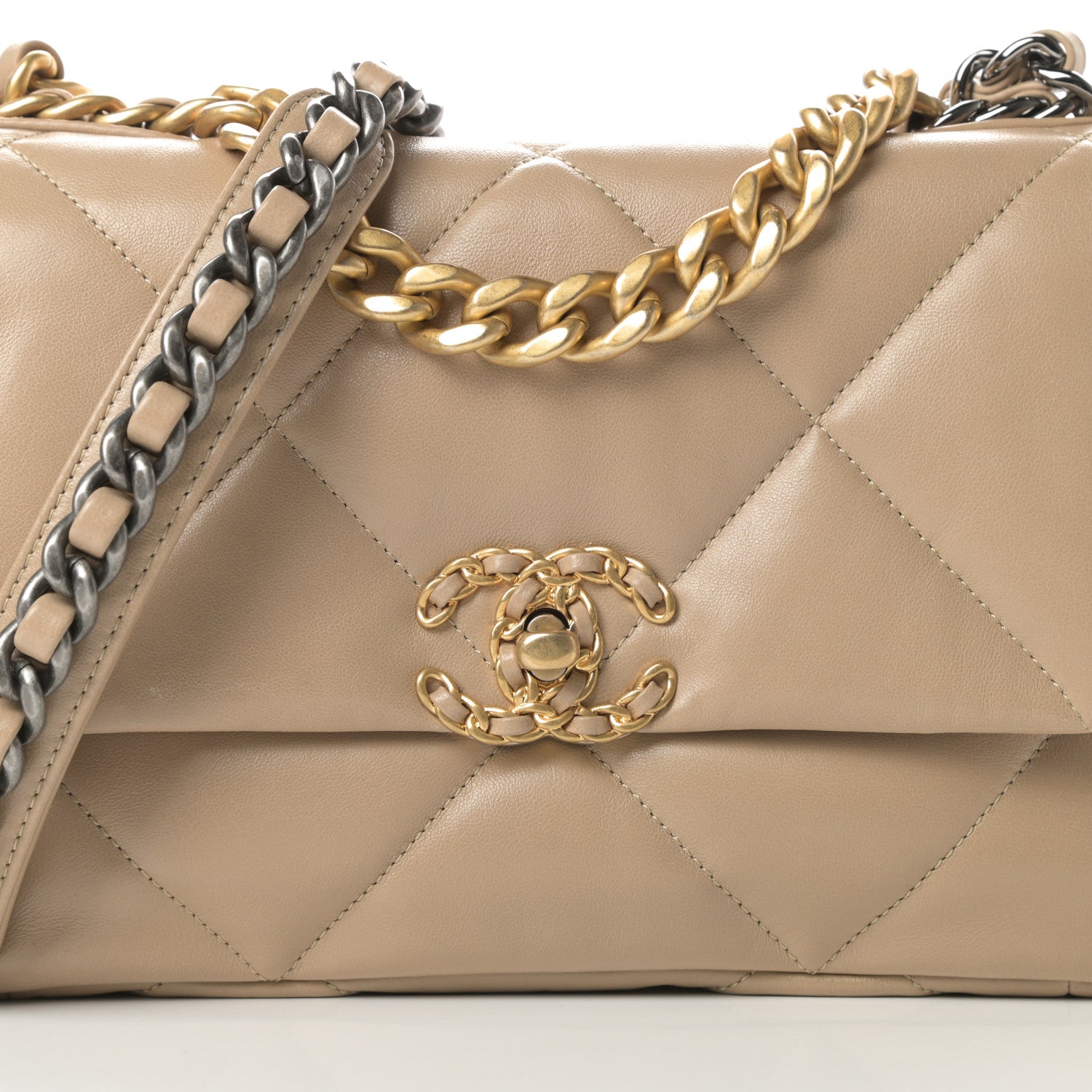 Chanel Lambskin Quilted Medium Chanel 19 Flap Dark Beige 8 of 12