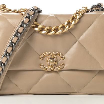Chanel Lambskin Quilted Medium Chanel 19 Flap Dark Beige 8 of 12