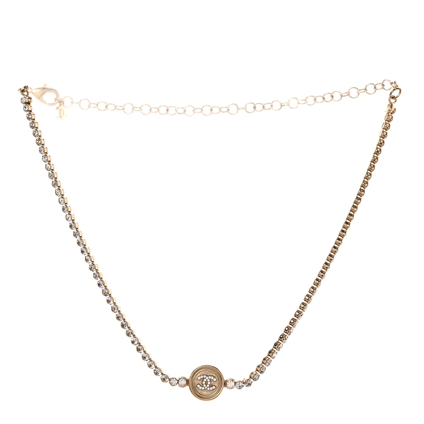 Crystal CC Chain Short Necklace Gold