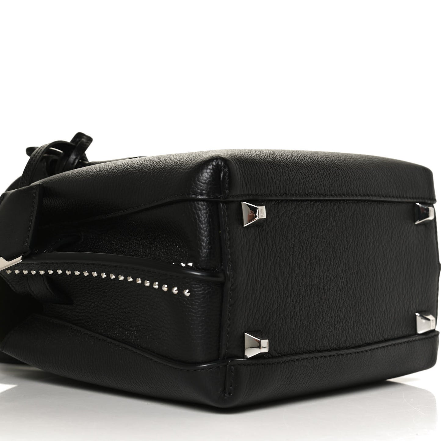 Grained Calfskin Studded Mini Milla Tote Black