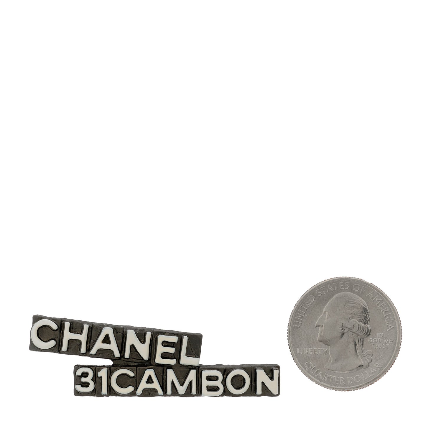 Metal Resin Enamel Logo Hair Clip Barrette Black White