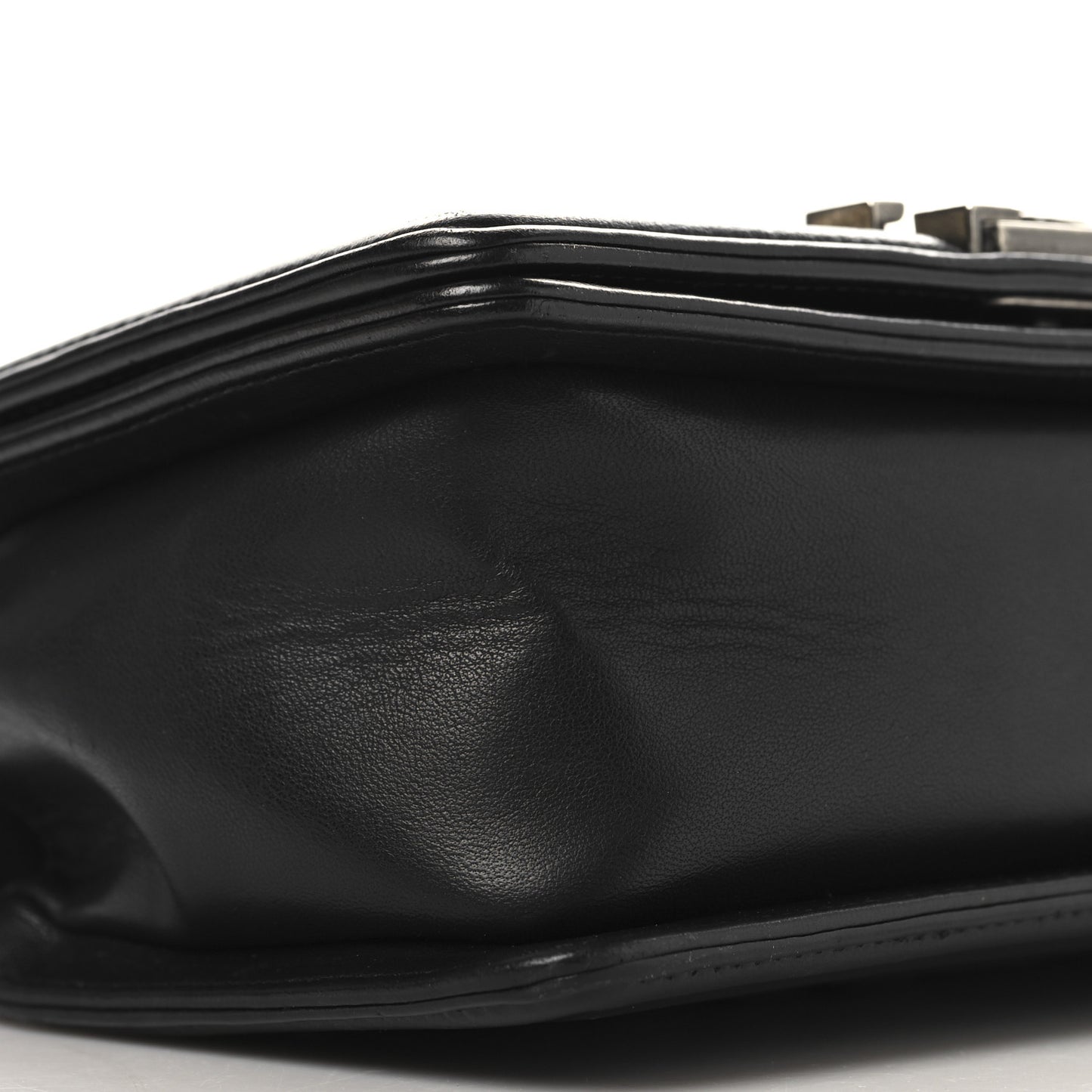 Lambskin Pleated Small Boy Flap Black