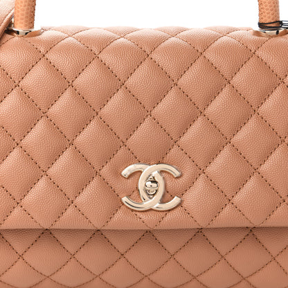 Chanel Caviar Quilted Lizard Embossed Small Coco Handle Flap Brown 10 of 10