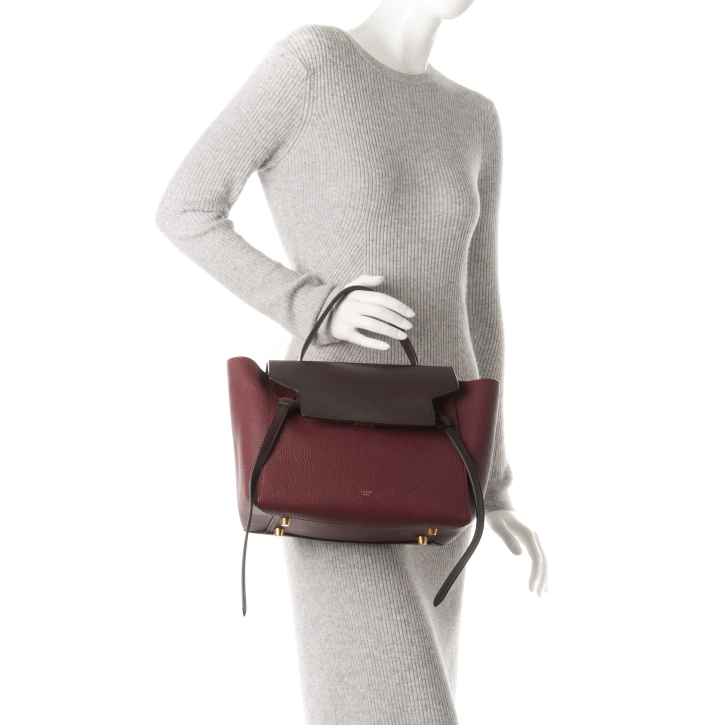 Goatskin Smooth Calfskin Mini Belt Bag Burgundy